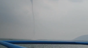 Watch: Rare ‘elephant trunk’ tornado appears over Chilika Lake, goes viral