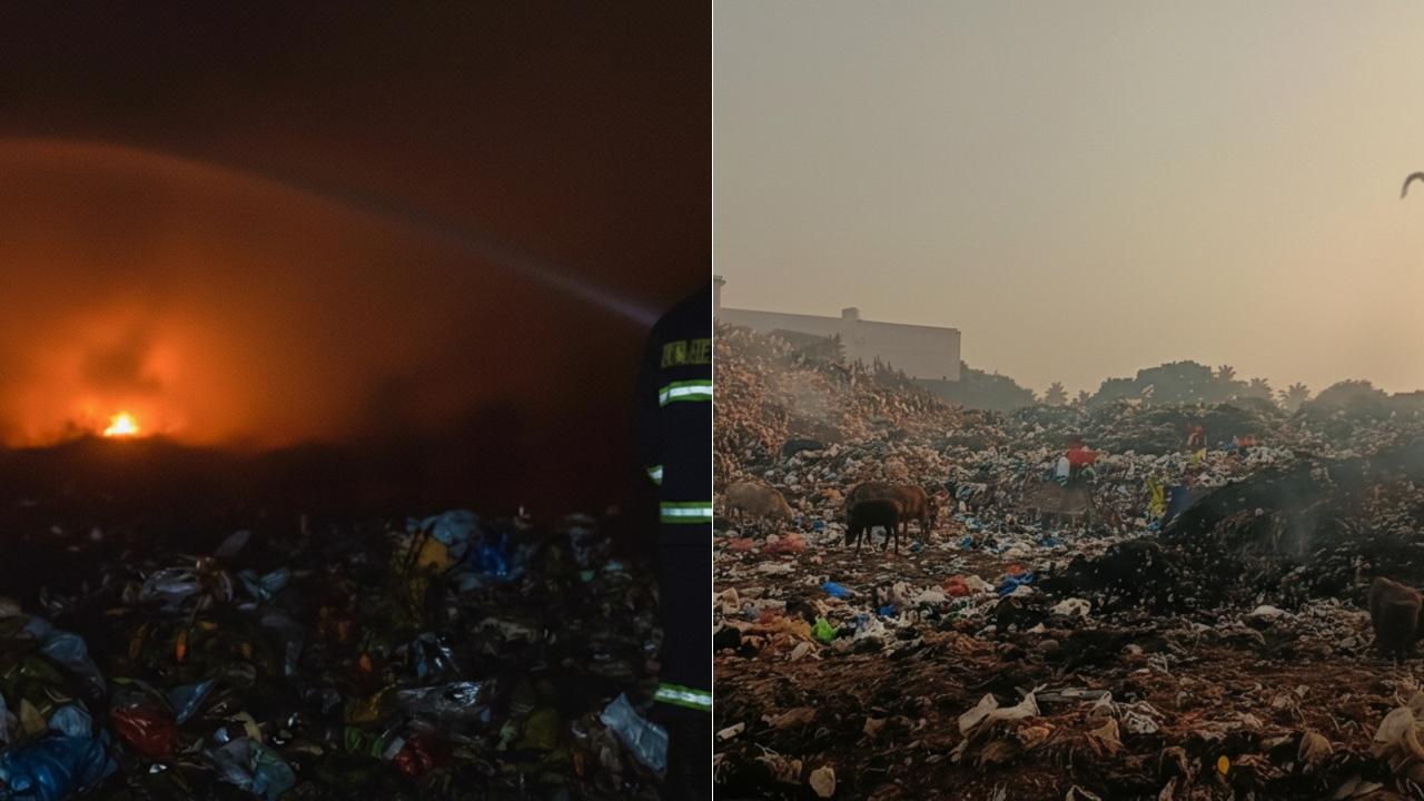 Fire breaks out at garbage heap in Puri, residents struggle with smoke