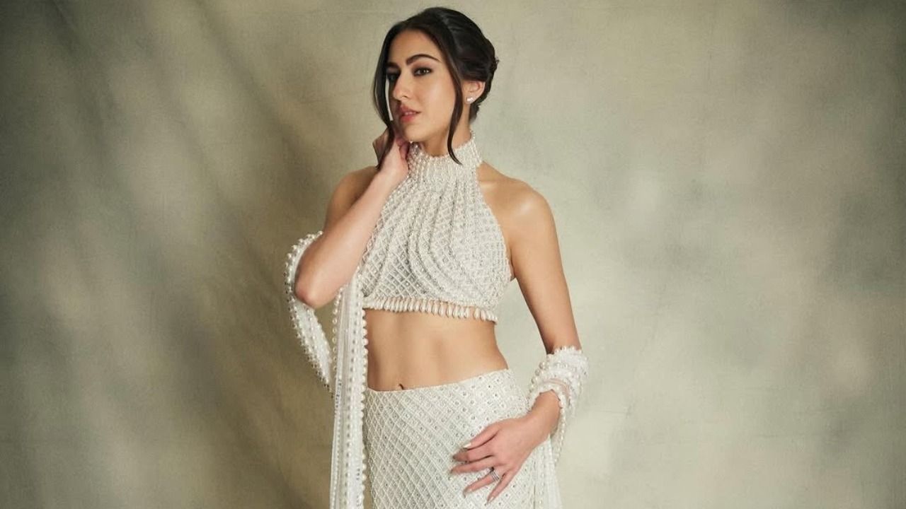 Sara Ali Khan dazzles in a pearl-encrusted ensemble with modern princess vibes; see pics